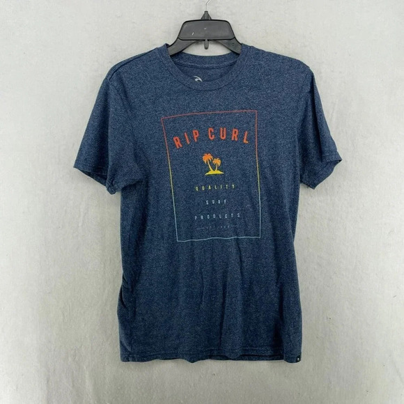 Rip Curl T-Shirt Men's Sz S Blue Heather Standard Fit Crew Neck Graphic Print - Picture 1 of 11